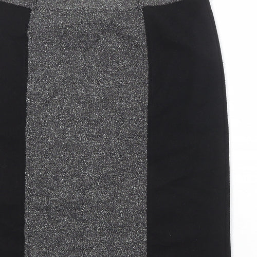 Per Una Womens Black Viscose A-Line Skirt Size 12 Zip