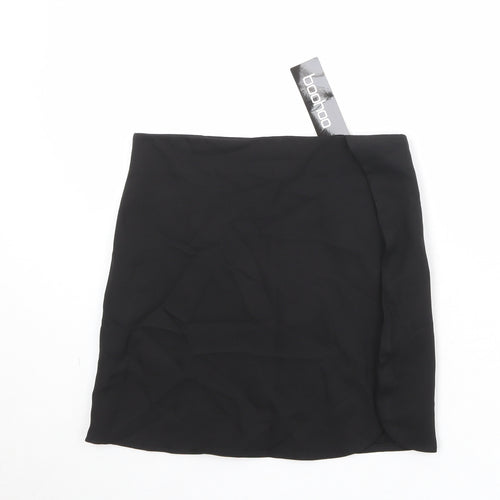Boohoo Womens Black Polyester A-Line Skirt Size 10 Zip