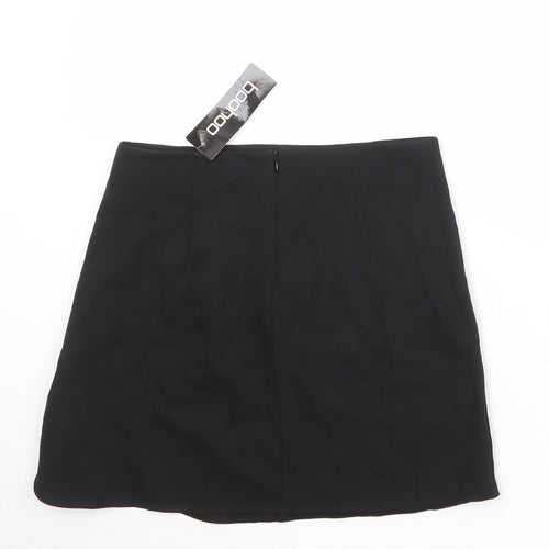 Boohoo Womens Black Polyester A-Line Skirt Size 10 Zip