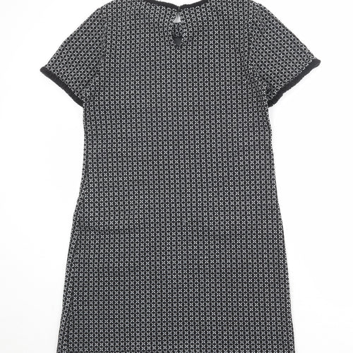 Quiz Womens Black Geometric Polyester A-Line Size 12 Round Neck Button