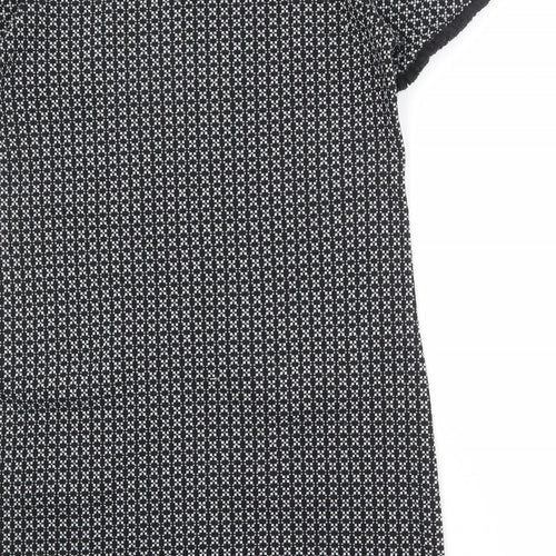Quiz Womens Black Geometric Polyester A-Line Size 12 Round Neck Button