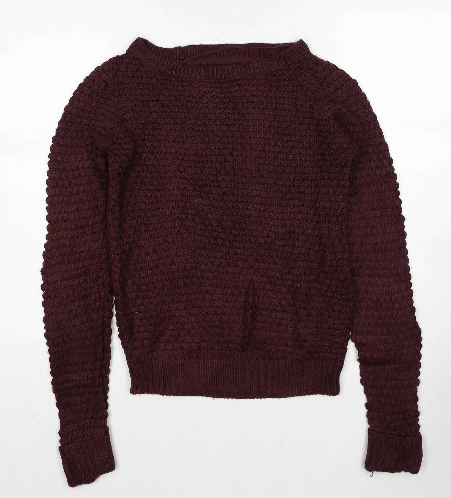 VERO MODA Womens Red Boat Neck Acrylic Pullover Jumper Size S