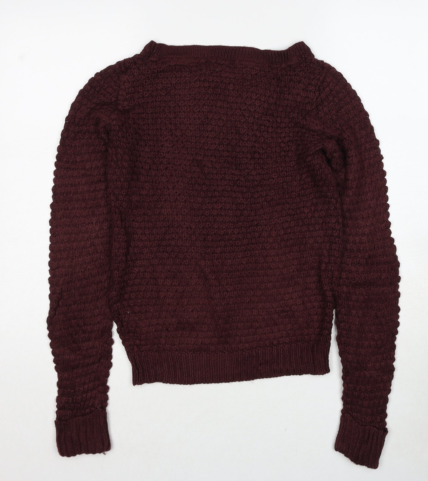 VERO MODA Womens Red Boat Neck Acrylic Pullover Jumper Size S