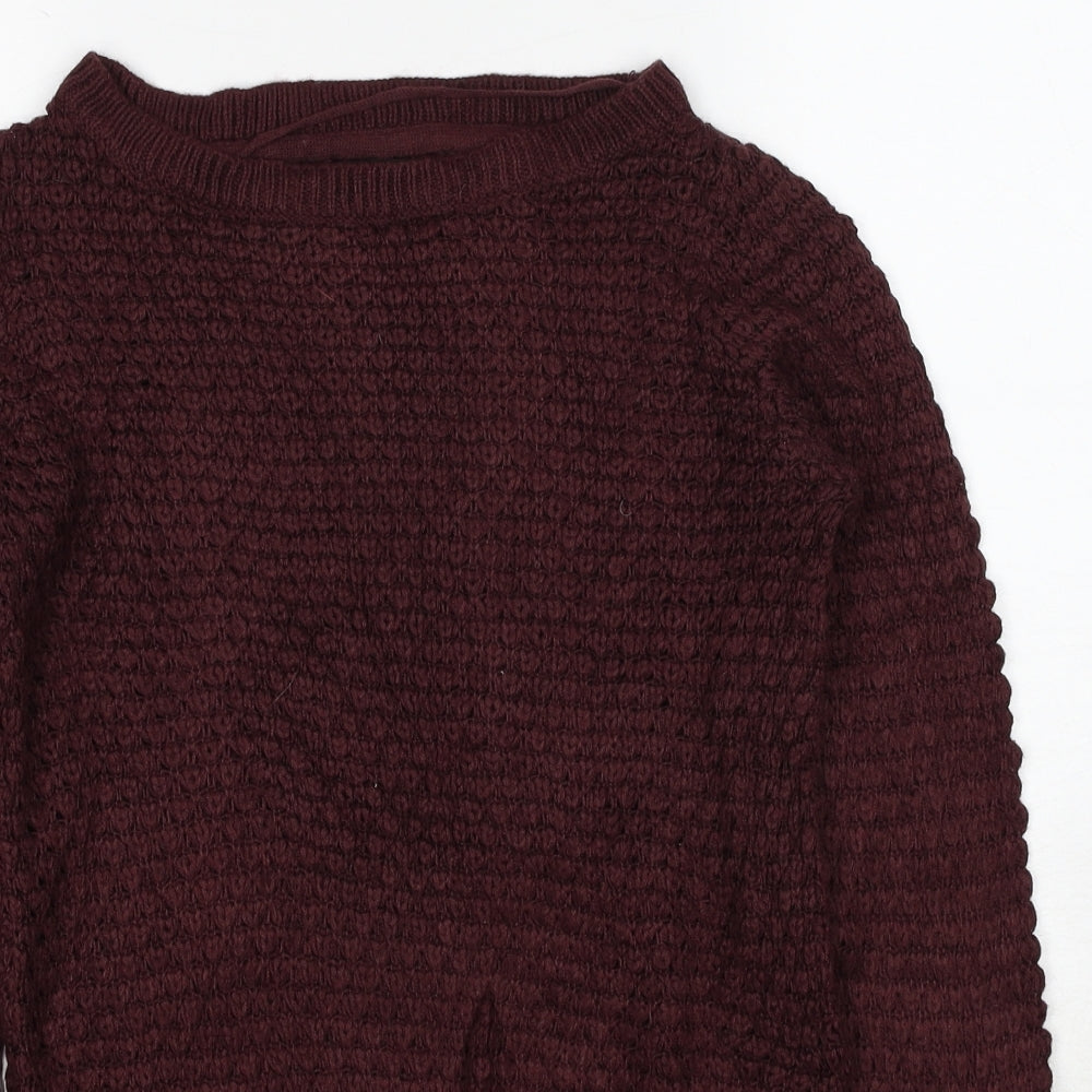 VERO MODA Womens Red Boat Neck Acrylic Pullover Jumper Size S