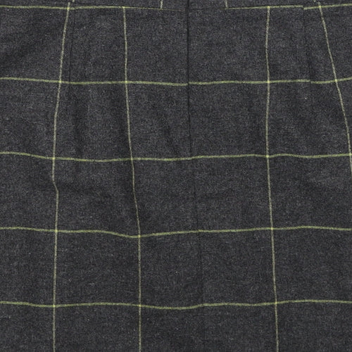 Marks and Spencer Womens Grey Check Wool A-Line Skirt Size 8 Zip