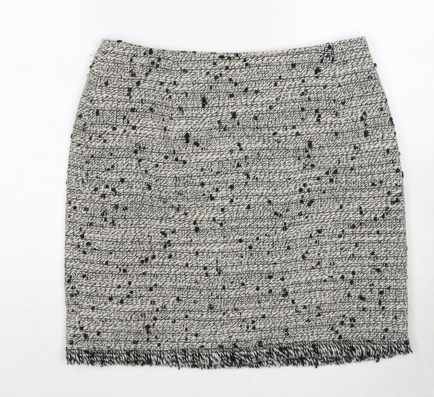 L.F.Coll Womens Grey Geometric Wool A-Line Skirt Size 14 Zip