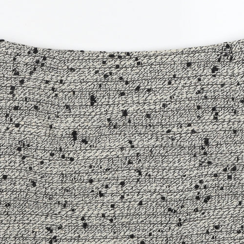 L.F.Coll Womens Grey Geometric Wool A-Line Skirt Size 14 Zip