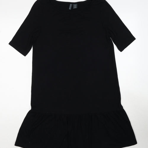 Paraphrase Womens Black Polyester Skater Dress Size S Round Neck Pullover