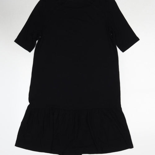 Paraphrase Womens Black Polyester Skater Dress Size S Round Neck Pullover