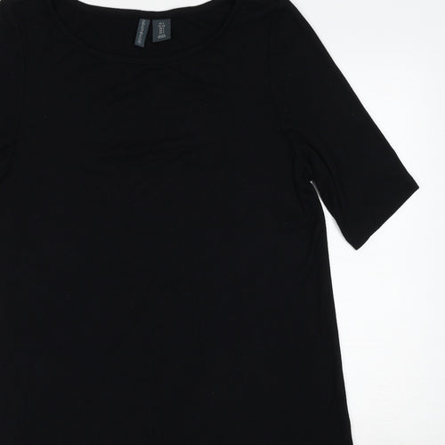 Paraphrase Womens Black Polyester Skater Dress Size S Round Neck Pullover