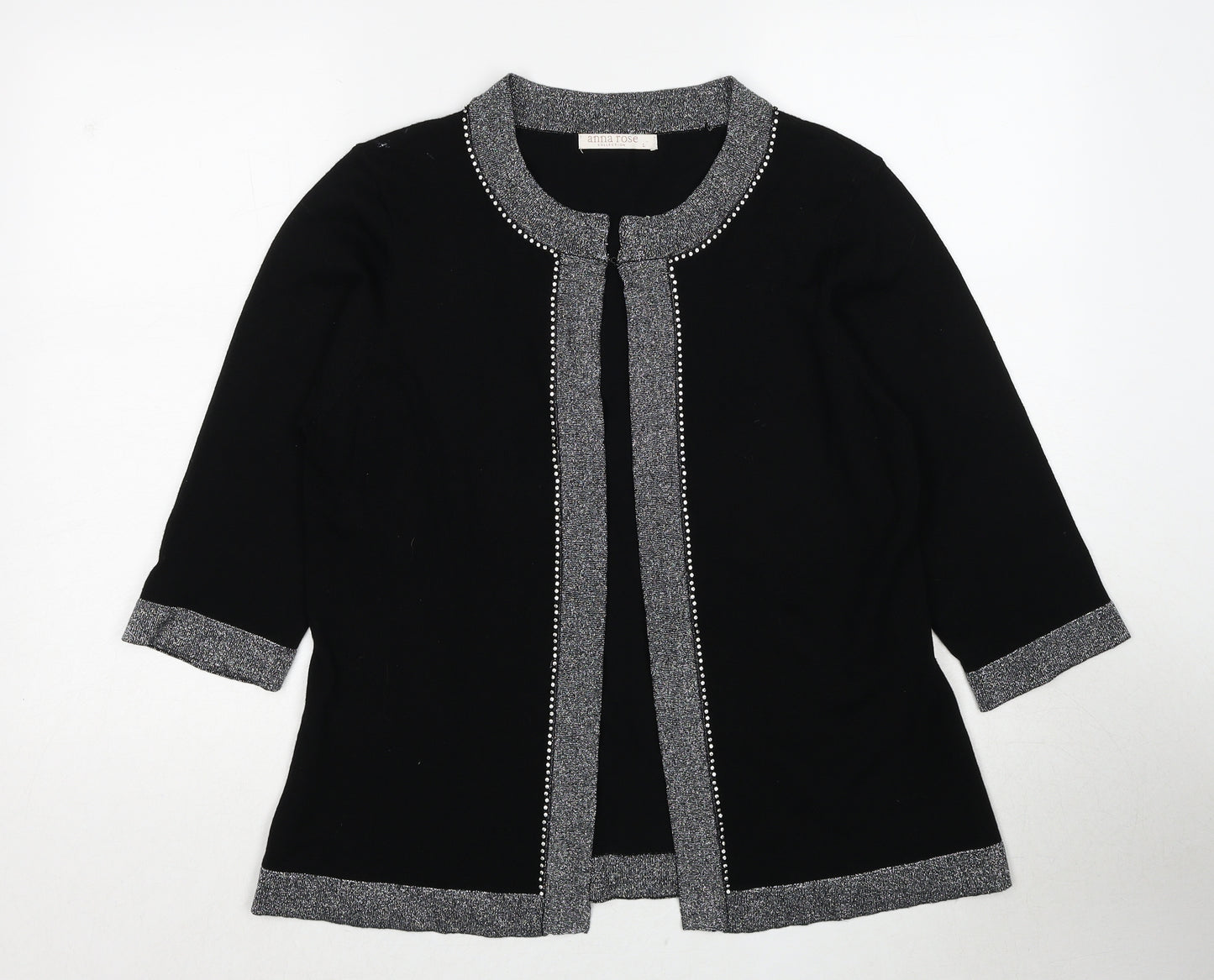 Anna Rose Womens Black Round Neck Viscose Cardigan Jumper Size L