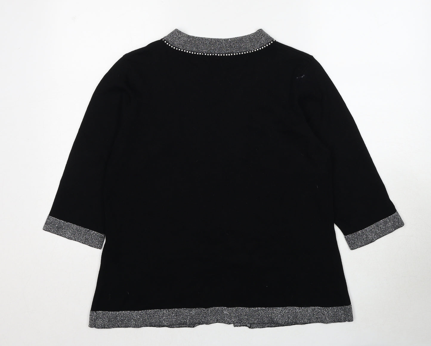 Anna Rose Womens Black Round Neck Viscose Cardigan Jumper Size L