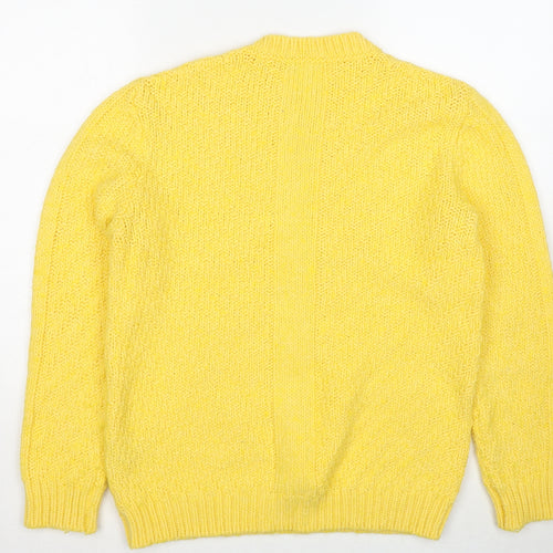 Sseinse Womens Yellow Round Neck Acrylic Pullover Jumper Size L