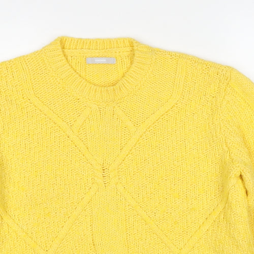 Sseinse Womens Yellow Round Neck Acrylic Pullover Jumper Size L