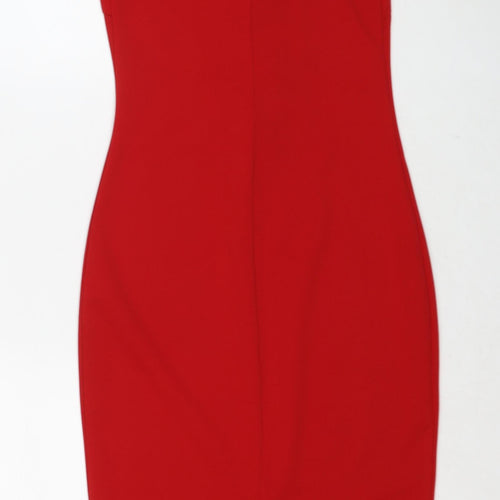 PARISIAN SIGNATURE Womens Red Polyester Bodycon Size 8 Round Neck Pullover