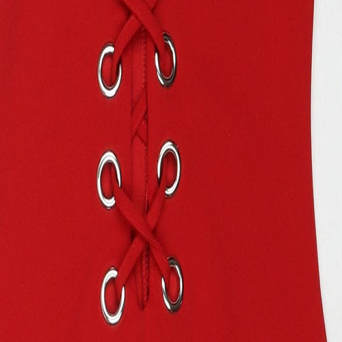PARISIAN SIGNATURE Womens Red Polyester Bodycon Size 8 Round Neck Pullover