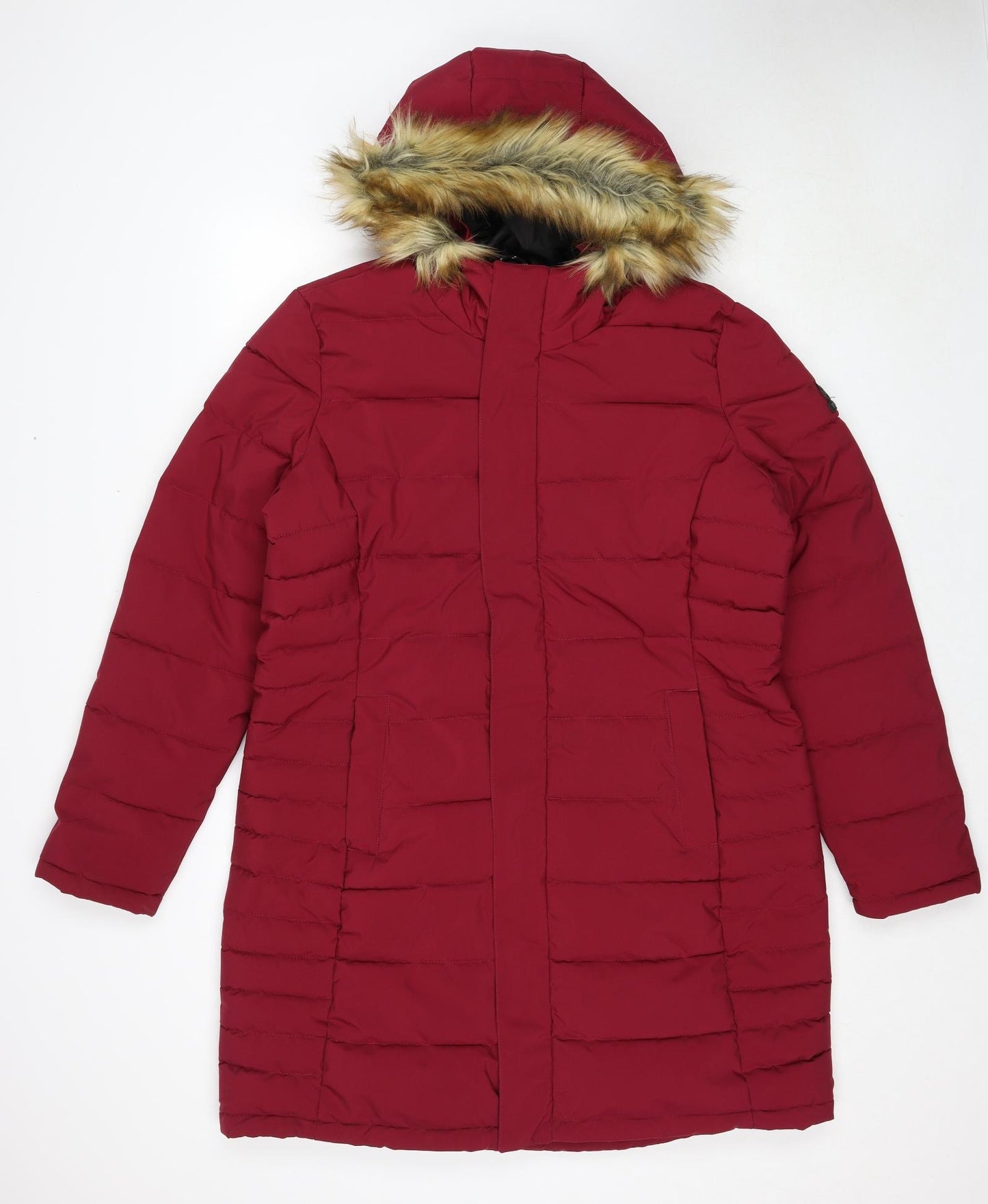 TOG24 Womens Red Quilted Coat Size 16 Zip