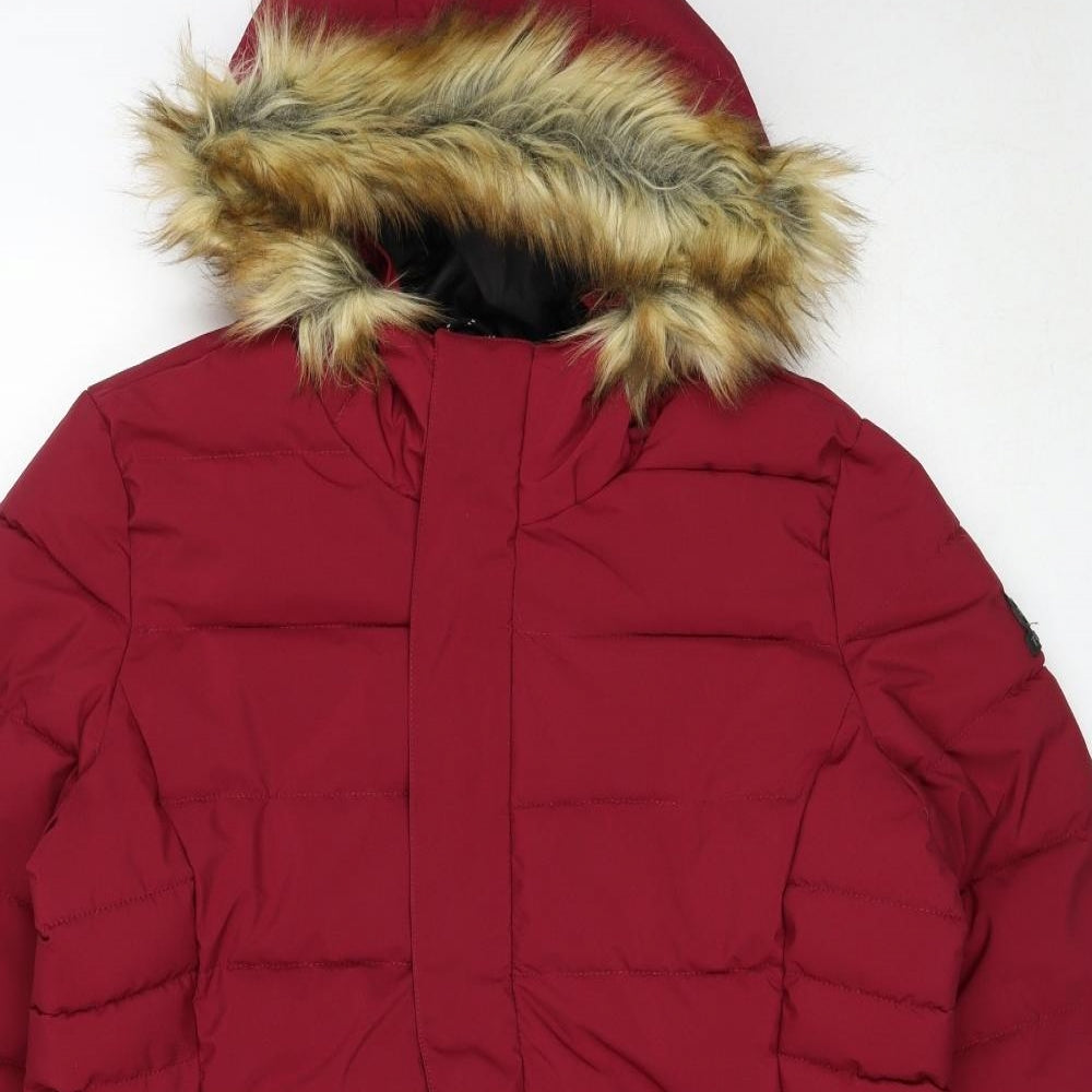 TOG24 Womens Red Quilted Coat Size 16 Zip