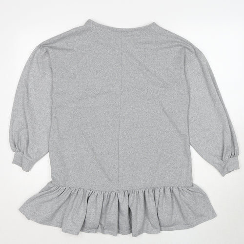 Boohoo Womens Grey Polyester Basic Blouse Size 10 Round Neck