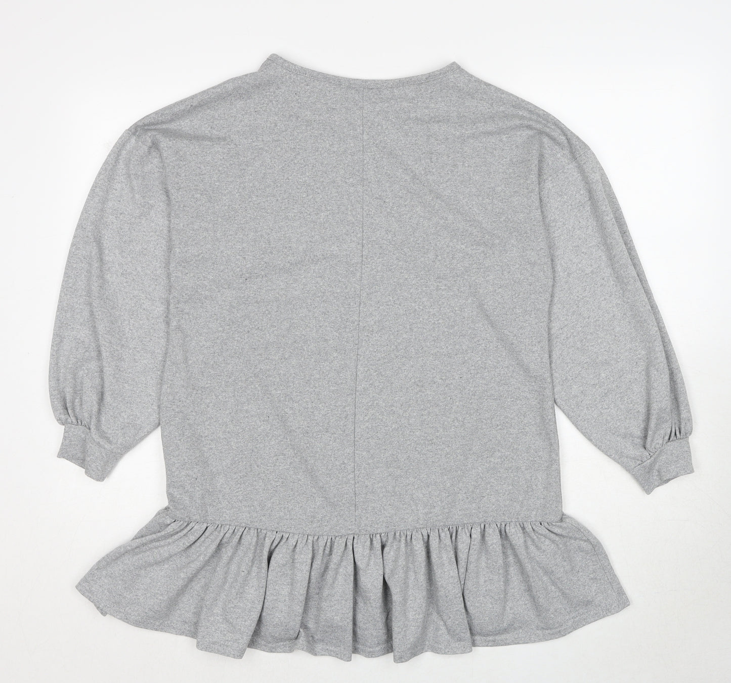 Boohoo Womens Grey Polyester Basic Blouse Size 10 Round Neck
