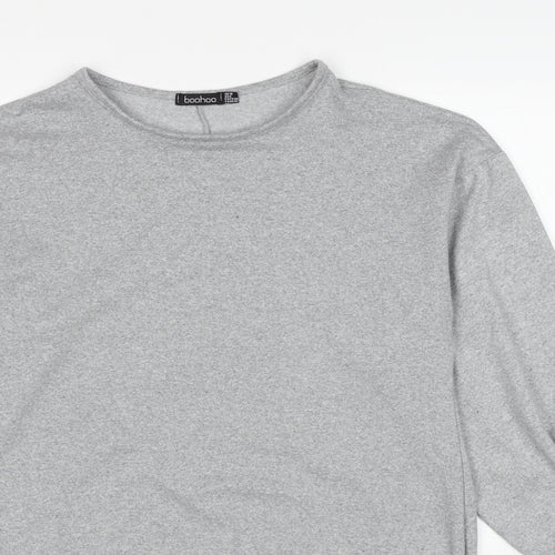 Boohoo Womens Grey Polyester Basic Blouse Size 10 Round Neck