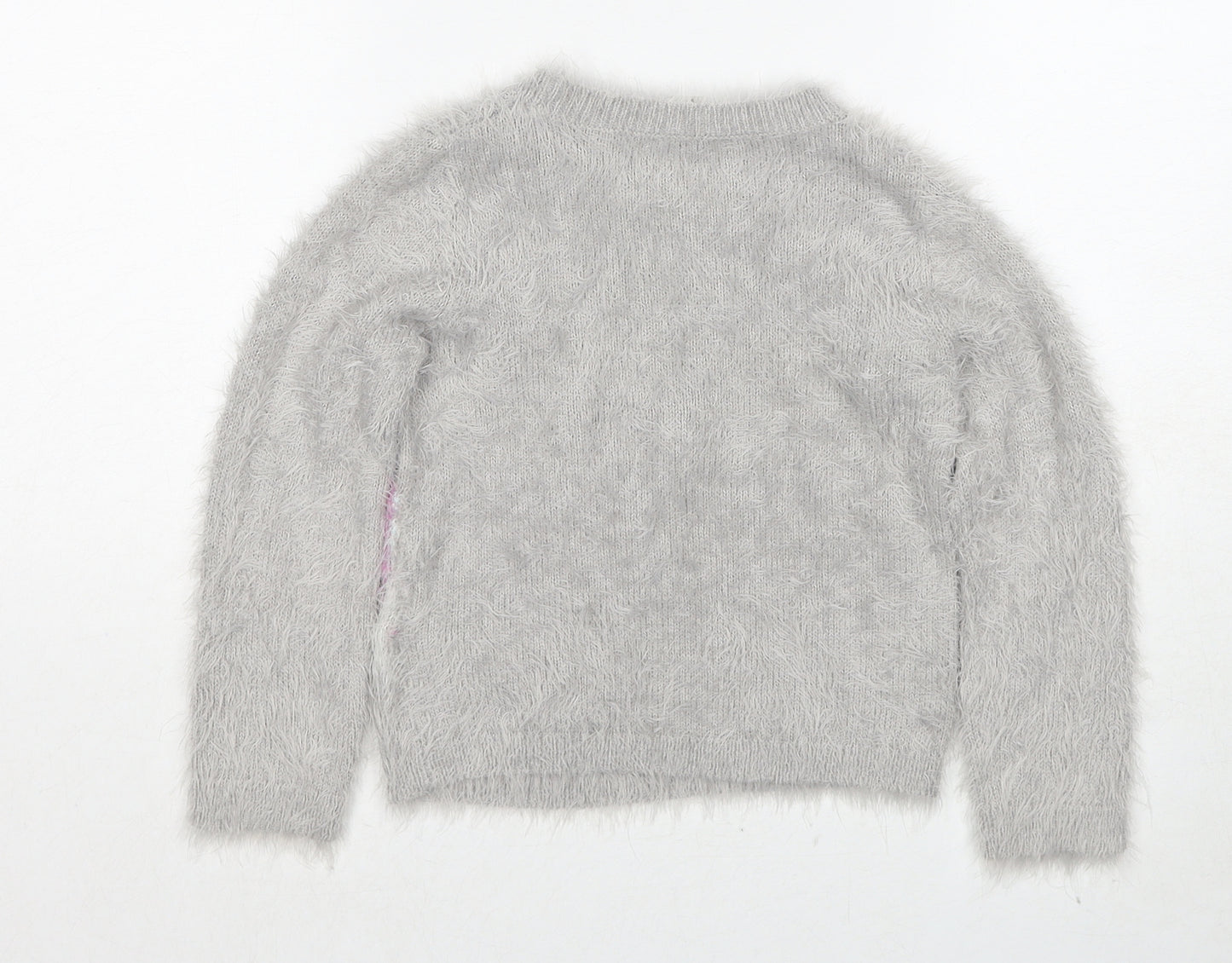 Monsoon Girls Grey Round Neck Nylon Pullover Jumper Size 5-6 Years Pullover - Unicorn