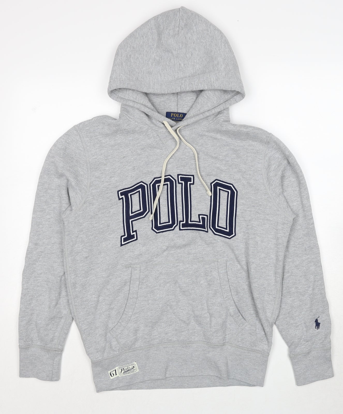 Polo Ralph Lauren Mens Grey Cotton Pullover Hoodie Size S