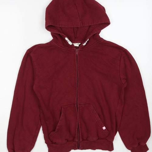 H&M Girls Red Cotton Full Zip Hoodie Size 10-11 Years Zip - Age 10-12 Years