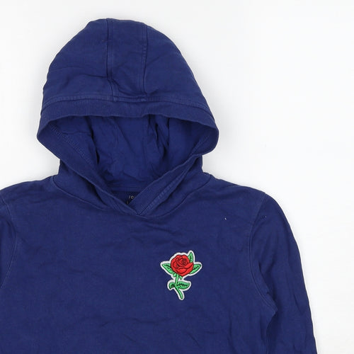 John Lewis Boys Blue Cotton Pullover Hoodie Size 11 Years Pullover - Rose Print