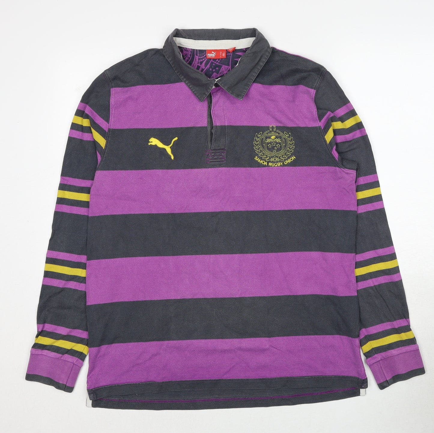 PUMA Mens Purple Striped Cotton Pullover Sweatshirt Size M