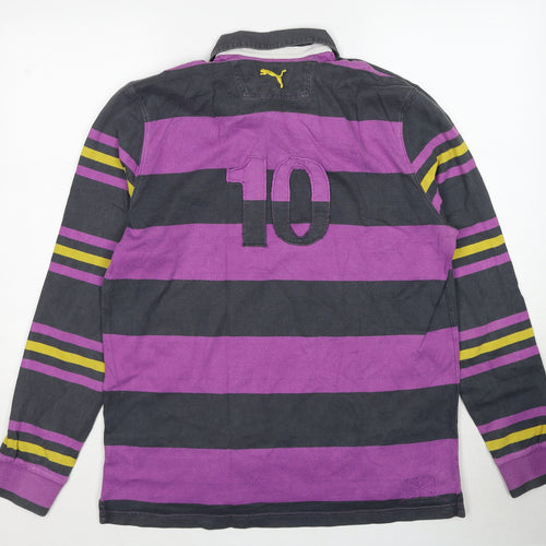 PUMA Mens Purple Striped Cotton Pullover Sweatshirt Size M