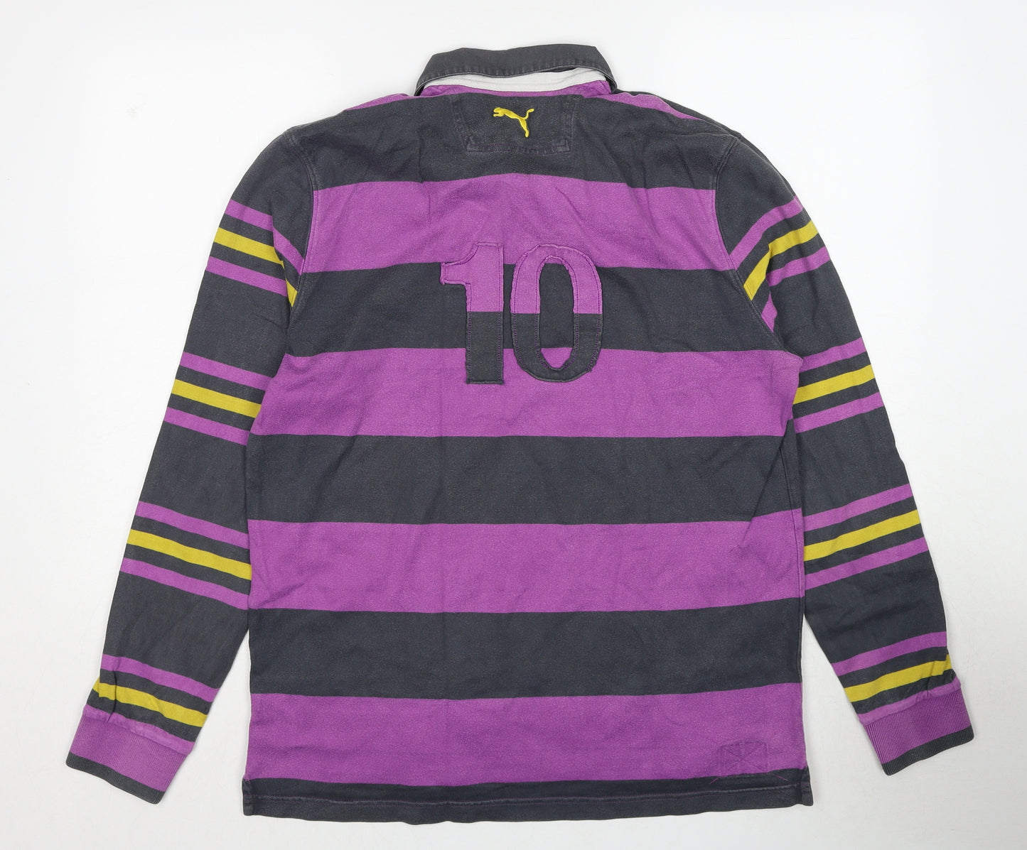 PUMA Mens Purple Striped Cotton Pullover Sweatshirt Size M