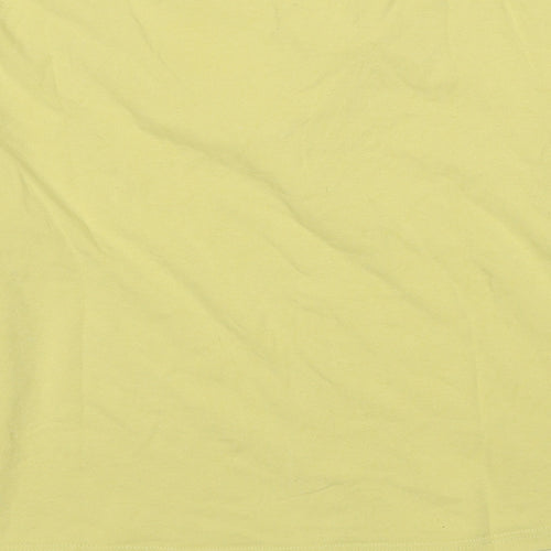 Offshoot Womens Yellow Cotton Basic T-Shirt Size L V-Neck