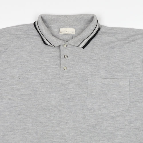 Best Basics Mens Grey Polyester Polo Size L Collared Pullover