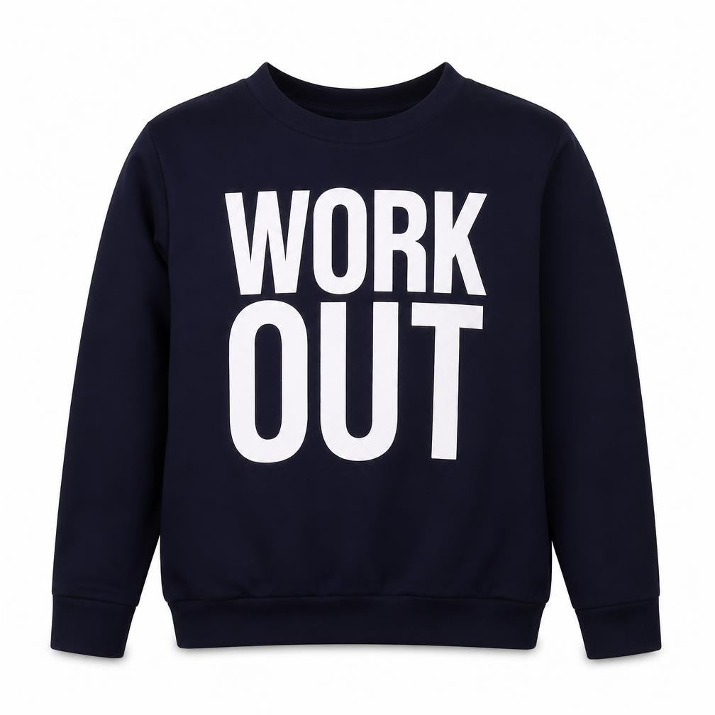 Front view of Styleplus women’s blue polyester pullover sweatshirt, size M, pullover - work out, size M-l