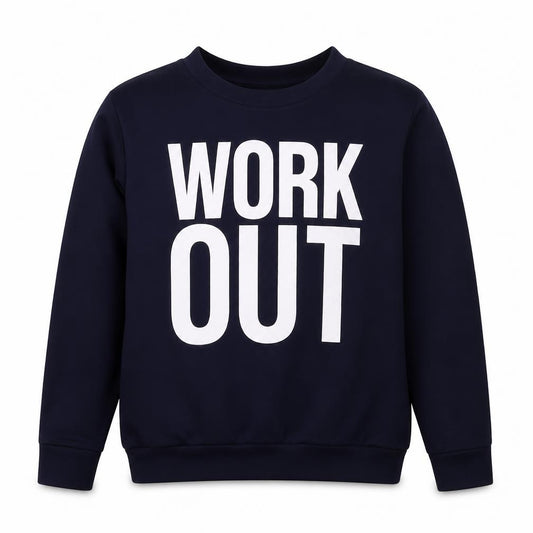 Front view of Styleplus women’s blue polyester pullover sweatshirt, size M, pullover - work out, size M-l