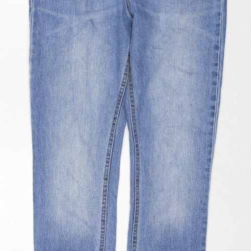 H&M Womens Blue Cotton Straight Jeans Size 12 Regular Button