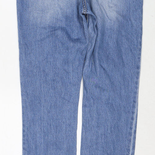 H&M Womens Blue Cotton Straight Jeans Size 12 Regular Button