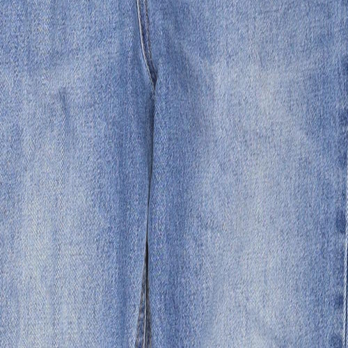 H&M Womens Blue Cotton Straight Jeans Size 12 Regular Button