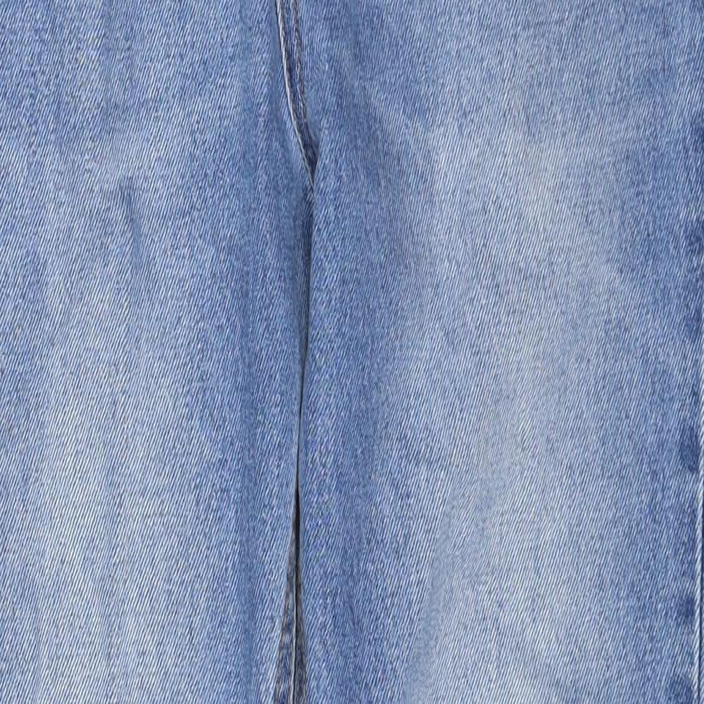 H&M Womens Blue Cotton Straight Jeans Size 12 Regular Button