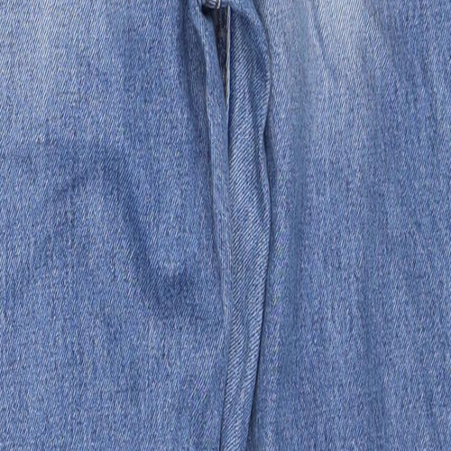 H&M Womens Blue Cotton Straight Jeans Size 12 Regular Button