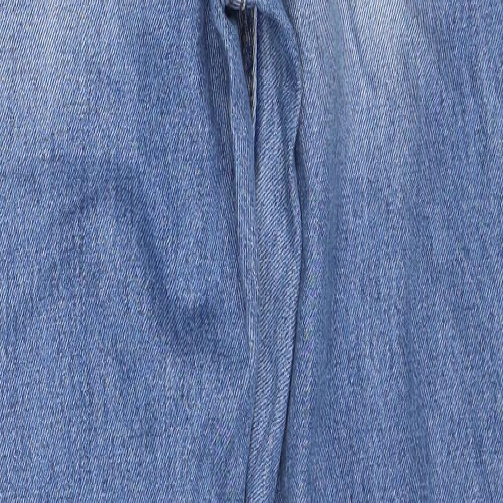 H&M Womens Blue Cotton Straight Jeans Size 12 Regular Button