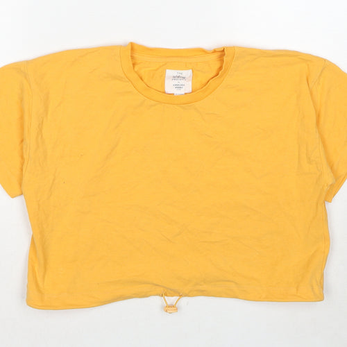 Chelsea Peers Womens Yellow Cotton Basic T-Shirt Size S Round Neck