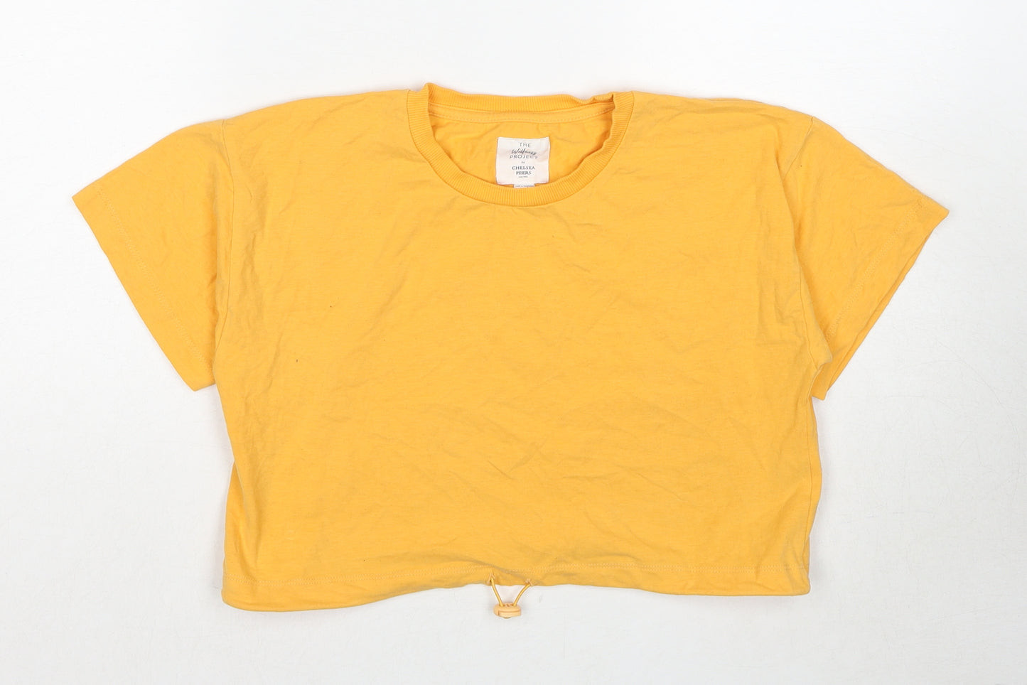 Chelsea Peers Womens Yellow Cotton Basic T-Shirt Size S Round Neck