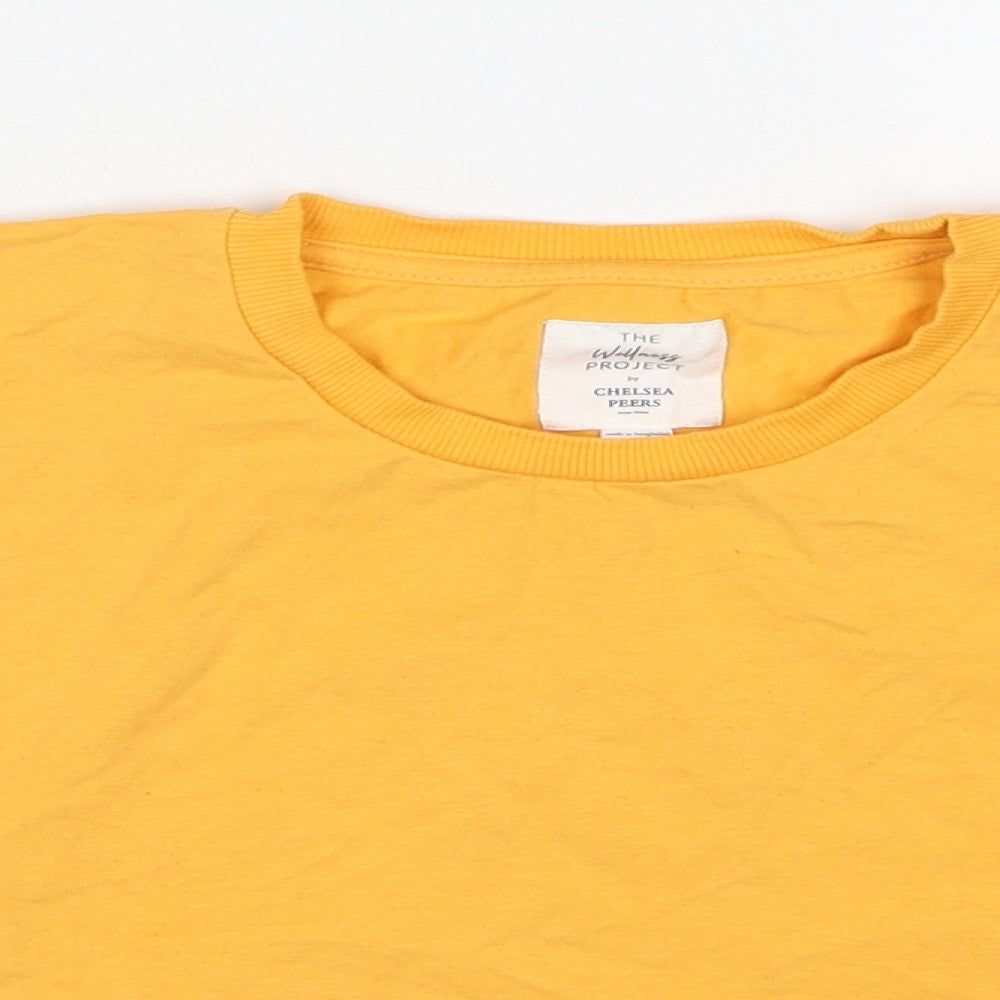 Chelsea Peers Womens Yellow Cotton Basic T-Shirt Size S Round Neck
