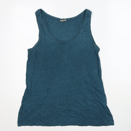 Jigsaw Womens Blue Linen Basic Tank Size M Scoop Neck