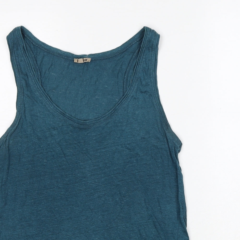 Jigsaw Womens Blue Linen Basic Tank Size M Scoop Neck