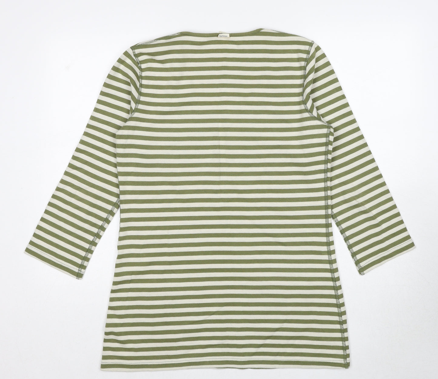 Seasalt Womens Green Striped Cotton Tunic T-Shirt Size 12 Round Neck - Pockets
