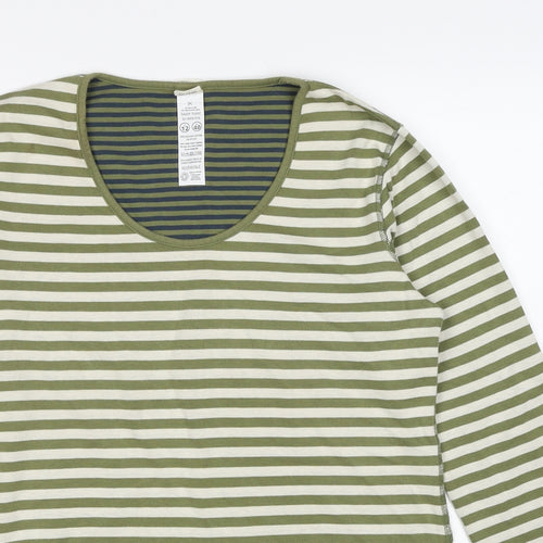 Seasalt Womens Green Striped Cotton Tunic T-Shirt Size 12 Round Neck - Pockets