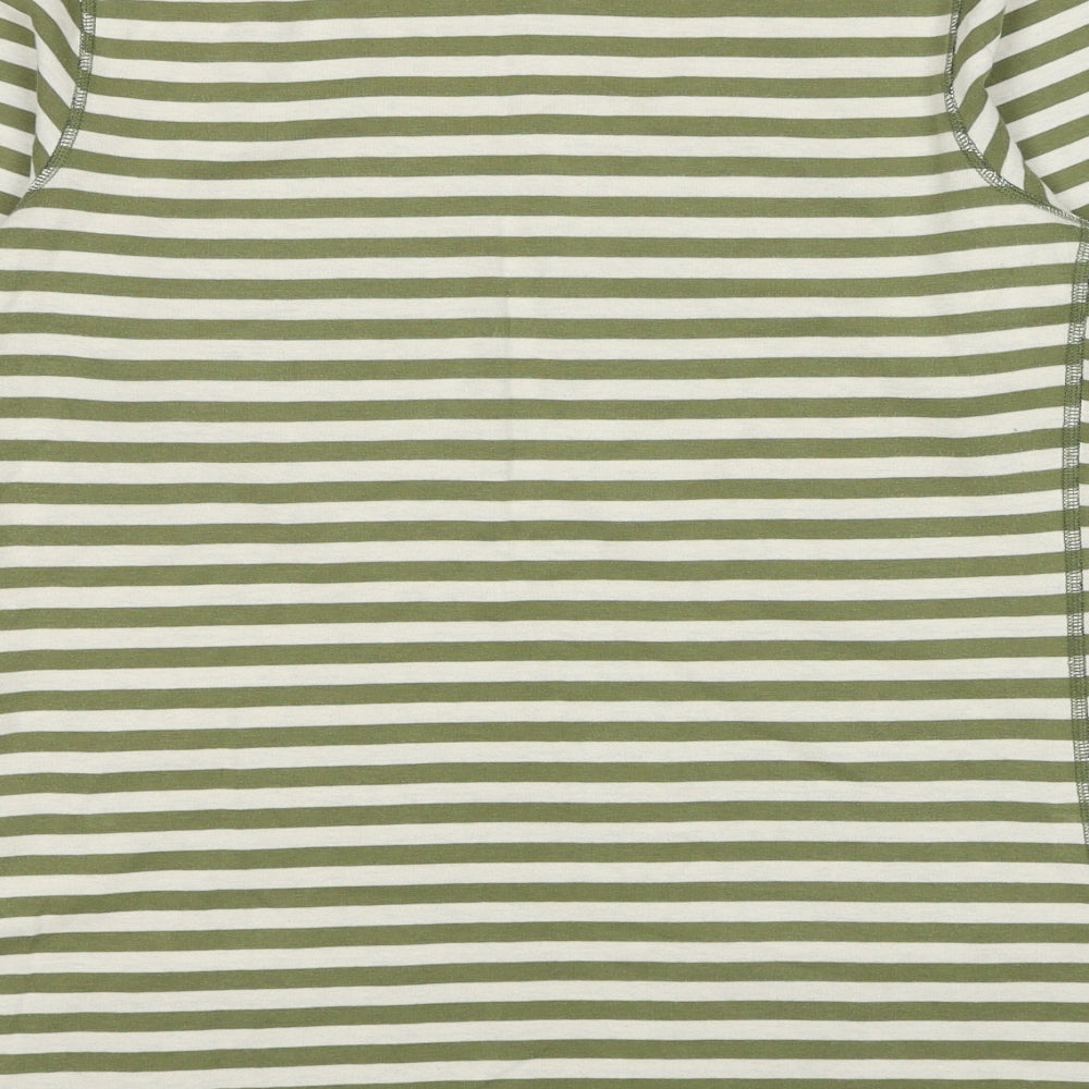 Seasalt Womens Green Striped Cotton Tunic T-Shirt Size 12 Round Neck - Pockets